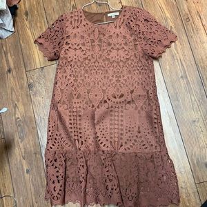 Brick colored lace fully lined dress